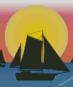 Boat Silhouette 5D Diamond Painting