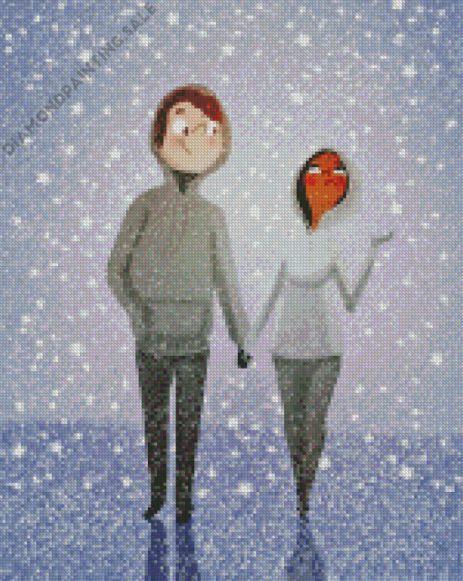 Couple Enjoying The Snow 5D Diamond Painting