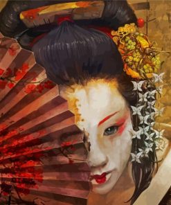 Geisha With Hand Fan 5D Diamond Painting