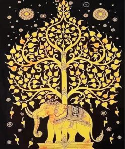 Golden Elephant Tree Of Life 5D Diamond Painting