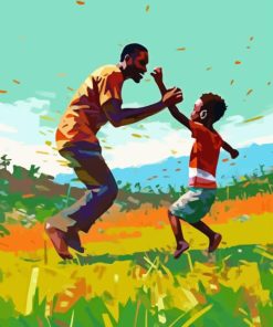 Happy Black Father And Child 5D Diamond Painting