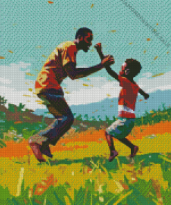 Happy Black Father And Child 5D Diamond Painting