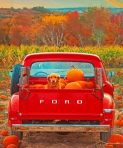 Little Red Pumpkin Truck 5D Diamond Painting