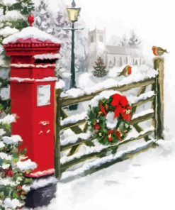 Merry Christmas Post Box 5D Diamond Painting