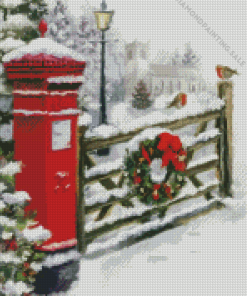 Merry Christmas Post Box 5D Diamond Painting