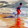 Running Boy By Beach 5D Diamond Painting