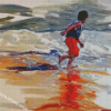 Running Boy By Beach 5D Diamond Painting