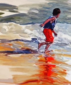 Running Boy By Beach 5D Diamond Painting