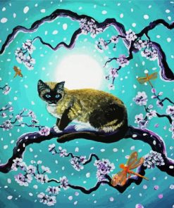 Siamese Snowshoe And Sakura 5D Diamond Painting