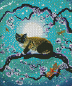 Siamese Snowshoe And Sakura 5D Diamond Painting