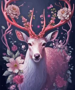 Stag With Flowers Art 5D Diamond Painting