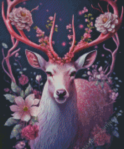 Stag With Flowers Art 5D Diamond Painting