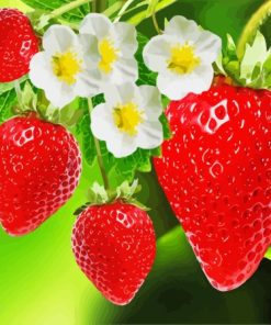 Strawberry Plant With Flowers 5D Diamond Painting