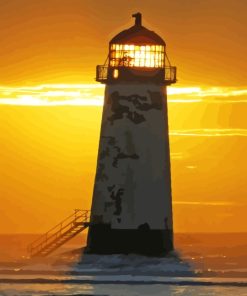 Sunrise Over Talacre Lighthouse 5D Diamond Painting