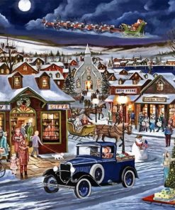 Vintage Christmas Evening Village 5D Diamond Painting