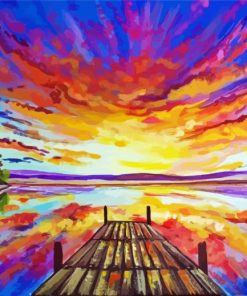 Abstract Docks With Sunset 5D Diamond Painting