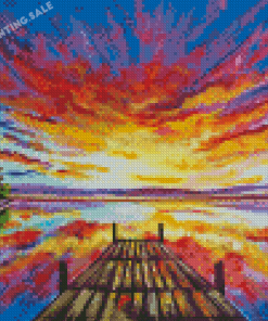 Abstract Docks With Sunset 5D Diamond Painting