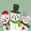 Christmas Postcard Of Cute Cheerful Snowman 5D Diamond Painting