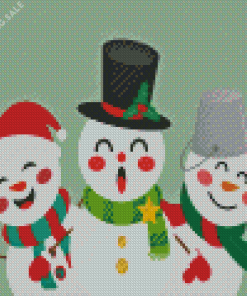 Christmas Postcard Of Cute Cheerful Snowman 5D Diamond Painting