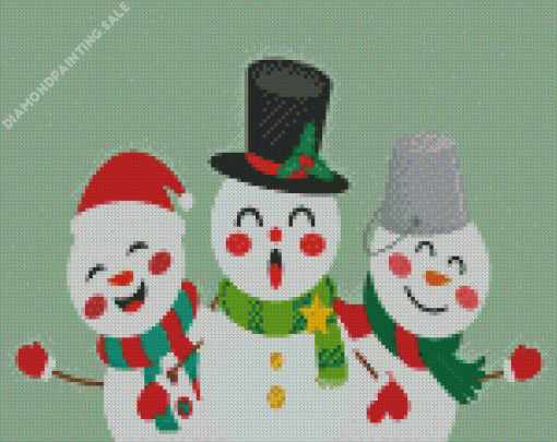 Christmas Postcard Of Cute Cheerful Snowman 5D Diamond Painting