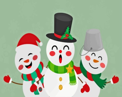 Christmas Postcard Of Cute Cheerful Snowman 5D Diamond Painting