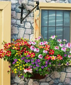 Colorful Flowers Hanging Baskets 5D Diamond Painting