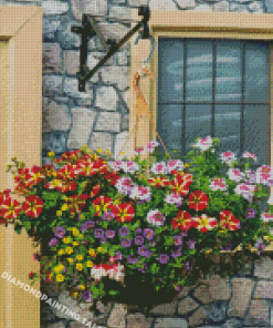 Colorful Flowers Hanging Baskets 5D Diamond Painting