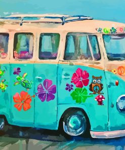 Cyan Hippie Bus 5D Diamond Painting