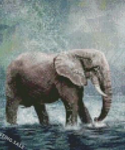 Grey Water Elephant 5D Diamond Painting