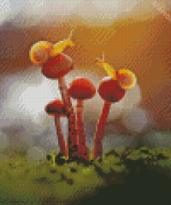 Mushroom And Snail 5D Diamond Painting