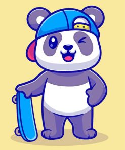 Skater Bear With Hat 5D Diamond Painting