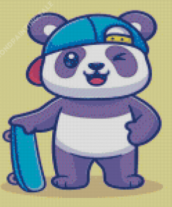 Skater Bear With Hat 5D Diamond Painting