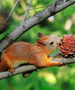 Squirrel Eating Pinecone 5D Diamond Painting