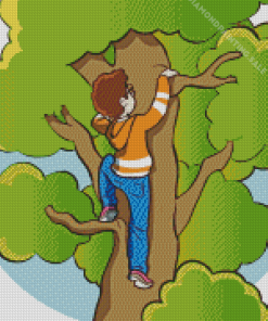 Tree Climbing Boy 5D Diamond Painting