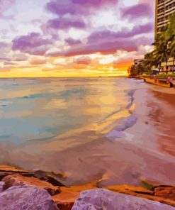 Waikiki Beach Sunset In Hawaii 5D Diamond Painting