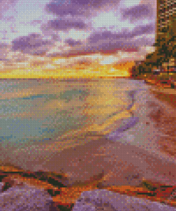 Waikiki Beach Sunset In Hawaii 5D Diamond Painting