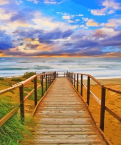 Wooden Path Near Ocean 5D Diamond Painting