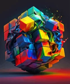 Abstract Rubiks Cube 5D Diamond Painting