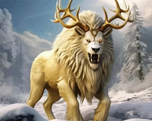 Fantasy Snow Lion 5D Diamond Painting