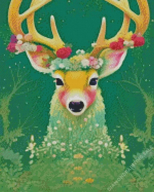 Flowers Antlers Deer 5D Diamond Painting