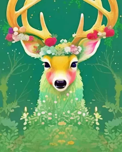 Flowers Antlers Deer 5D Diamond Painting