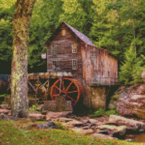 Glade Creek Grist Mill Art 5D Diamond Painting