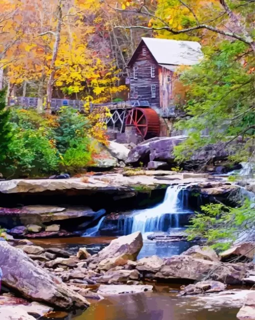 Glade Creek Grist Mill 5D Diamond Painting