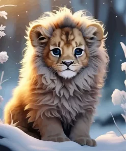 Snow Lion Cub 5D Diamond Painting