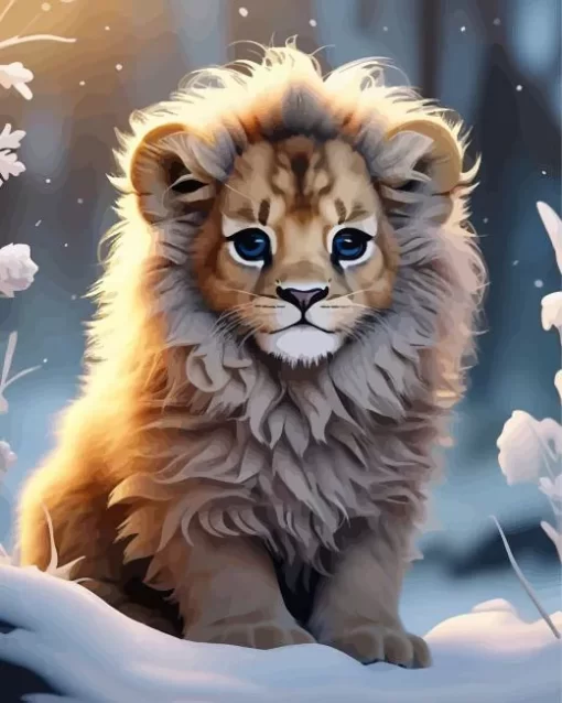 Snow Lion Cub 5D Diamond Painting