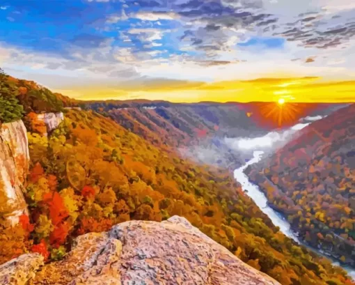 West Virginia New River Gorge National Park 5D Diamond Painting