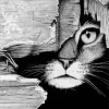 Black And White Hiding Cat 5D Diamond Painting