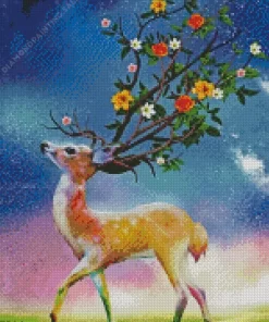 Fantasy Floral Antlers 5D Diamond Painting