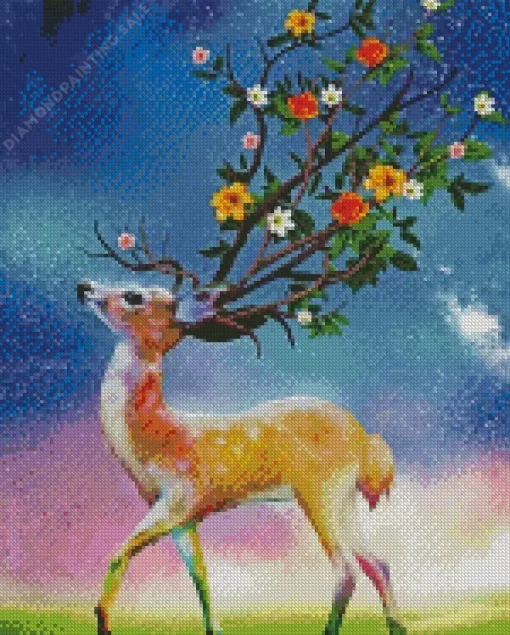 Fantasy Floral Antlers 5D Diamond Painting