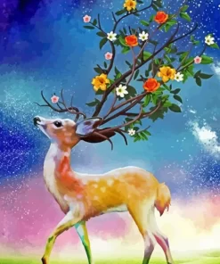 Fantasy Floral Antlers 5D Diamond Painting